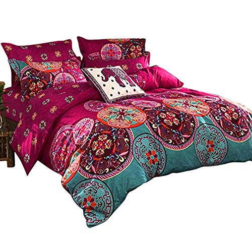 Ankamal Elec Parure de Lit 1 Housse de Couette + 2 Taies d'oreiller, Coton, Muticolor, Bohême Housse de Couette Literie Sets Microfiber Drap Pillowcase Set (220 x 240 cm)