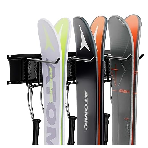 Vioaioada Ski Wall Mounted for Garage Storage Organizer,Ski Rack Hold 6 Paris of Skis & Skiing Poles or Snowboard,Holds Up to 150lbs
