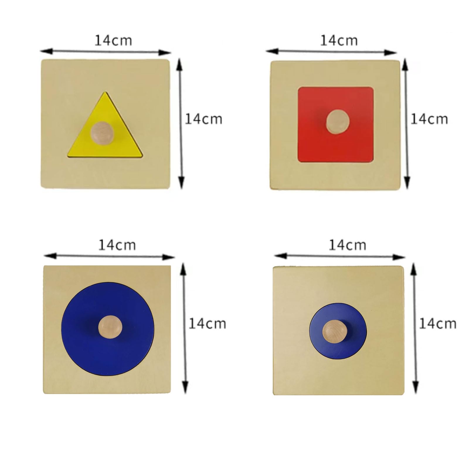 Montessori Holz Einzelform Griff-Einlegepuzzle | Kreis Quadrat Dreieck Stift Formen Zuordnungs-Spielzeug, Kleinkind Geometrische Kognition Feinmotorik Lernbrett