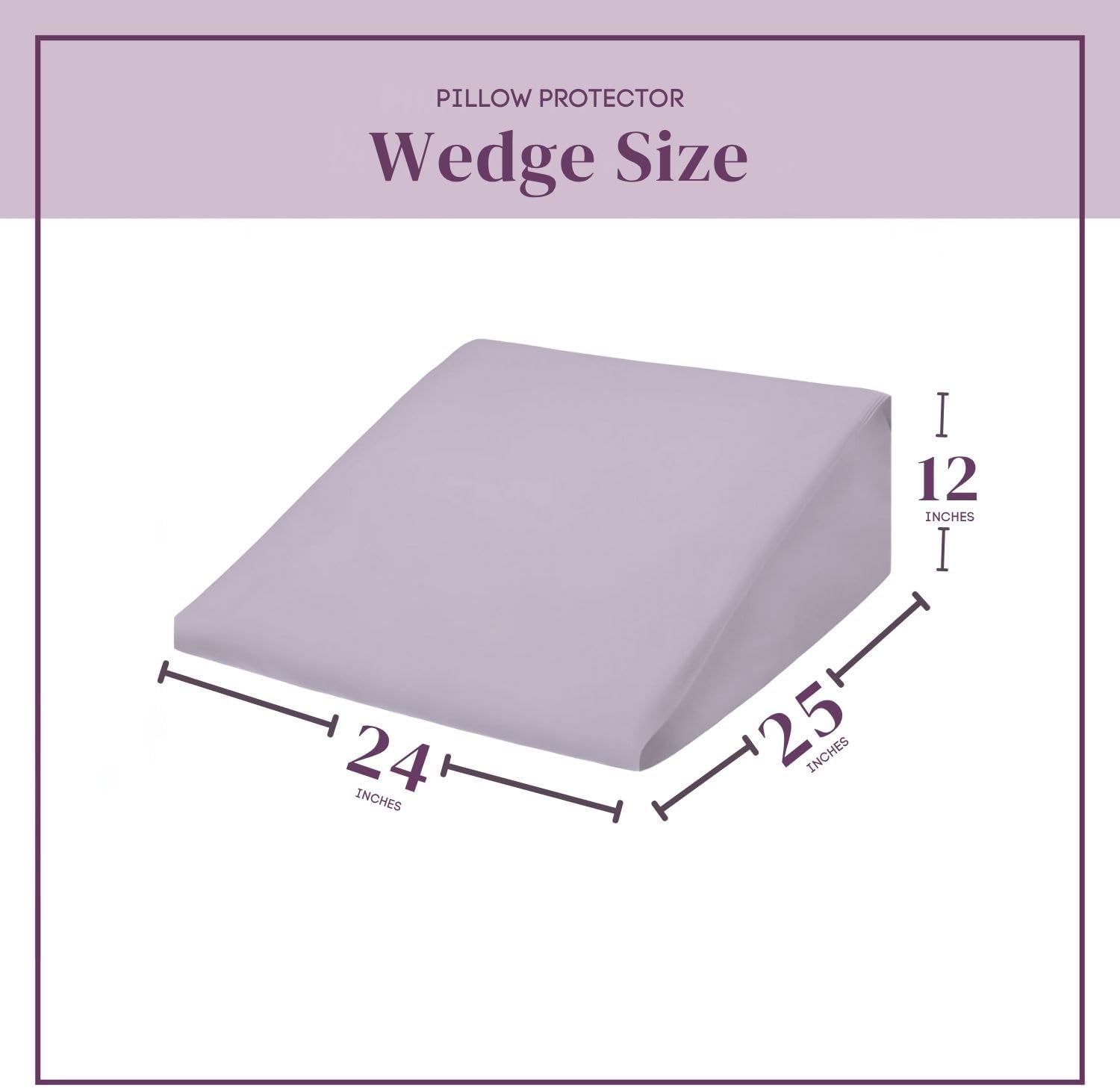 CirclesHome Wedge Pillow Cover 100% Cotton, Zippered Wedge Pillow Case Protector, Soft, Hypoallergenic & Breathable -Lavender, (24Wx25Lx12) Lavender Wedge (24 x 25 x 12 inches) - Set of 1