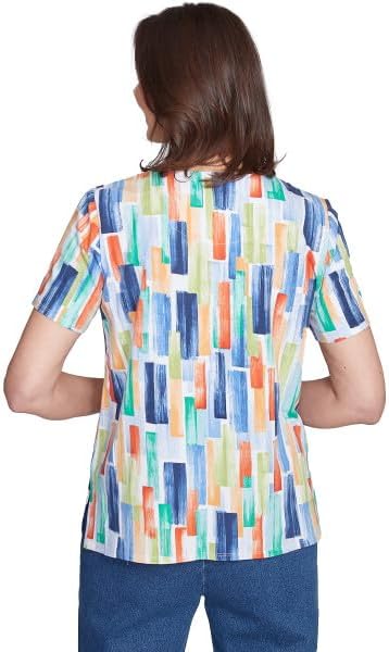 Alfred Dunner Key Item Patchworks Cotton Top Short Sleeve - Image 3