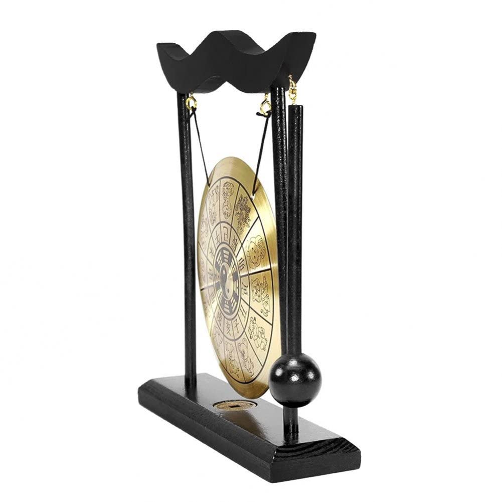 Mini Desktop Gong Tavolo Vento a Pezzi Strumenti a Percussione Piatti Gong con Martello per La Casa Regalo per La Casa