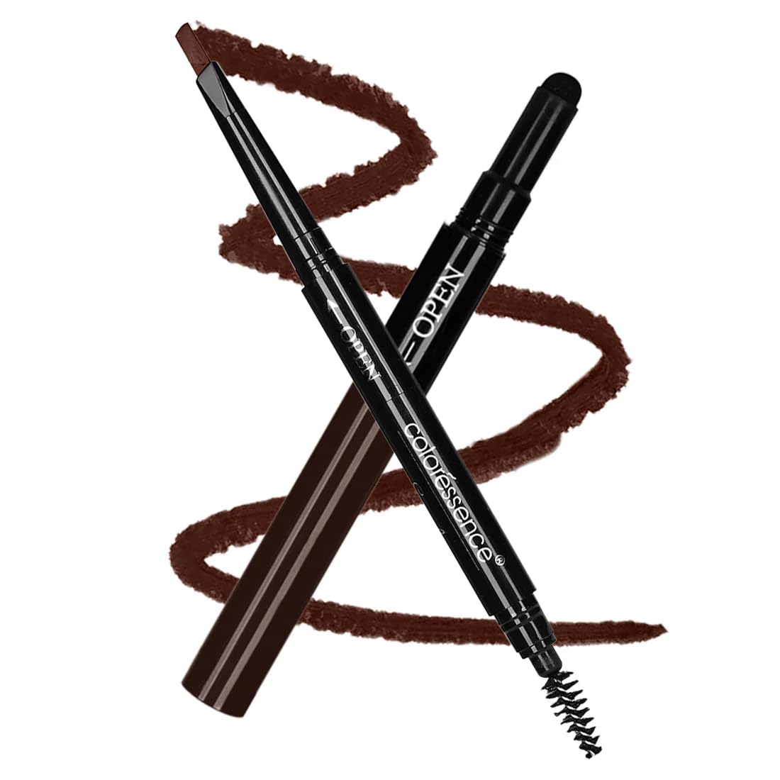 COLORESSENCE Eyebrow Pencil 3 in 1 Multifunction Brow Filling Styler with Spoolie Shaping Brush - 0.25 g (Brown)-picture-38