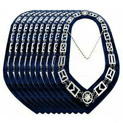 CraftX MASONIC REGALIA MASTER MASON BLUE LODGE SILVER METAL 12 CHAIN COLLAR
