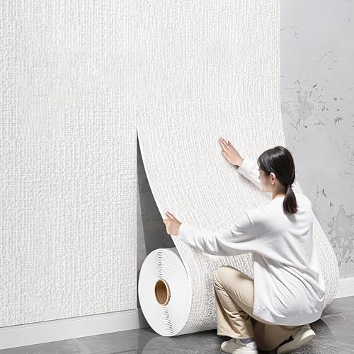 Genérico Papel Pintado Térmico Aislante para Paredes Interiores, Espuma de 5 Mm, Papel Pintado Autoadhesivo, Impermeable, Resistente A la Humedad para Paredes Descascaradas,Blanca,L2.8m W50cm