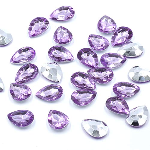 ARTKUNST 13x18MM Colors Drop Shape Acrylic Crafts Rhinestones Beads for Wedding Bridal Shower Party Decorations Vase Fillers 500 Pcs/Pack (Light Purple-Silver)