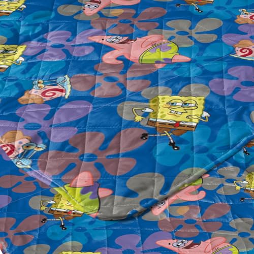 Image of Northwest Nickelodeon Spongebob Tropical Waltz Quilted Throw Blanket, Beach-Themed Bikini Bottom Print, for Adults Boys Girls Bed, Couch, 60 x 80 Inches