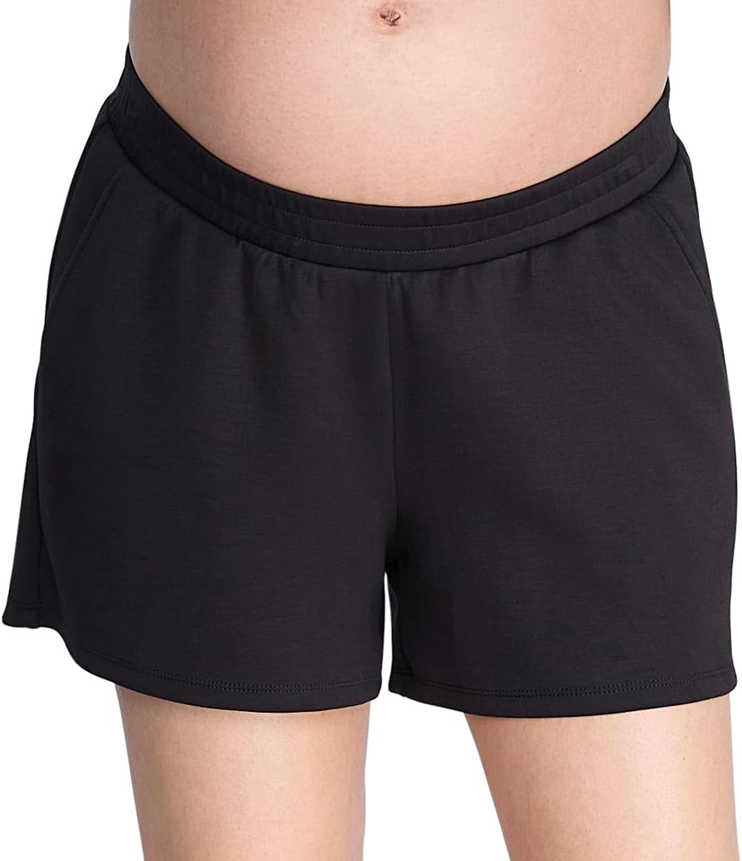 Motherhood Maternity Women's Casual Soft Stretchy Smocked Waist Lounge Pregnancy Shorts with Side Pockets