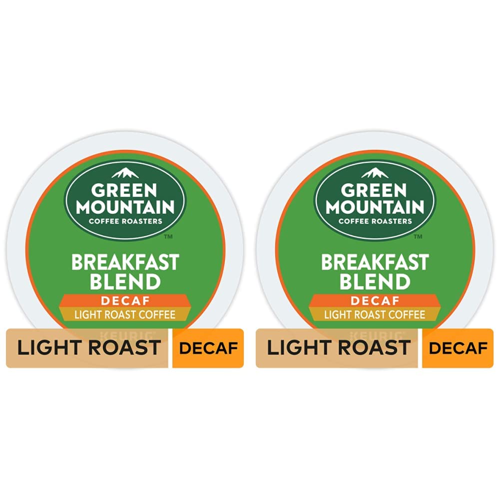 Green Mountain Coffee Breakfast Blend Decaf Keurig Single-Serve Light Roast Coffee K-Cup Pods, 32 Count (Pack of 2)