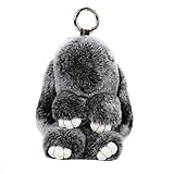 ETENOVA Bunny Keychain Soft Cute Rex Rabbit Fur Keychain Car Handbag Keyring Bag Charms Pendant