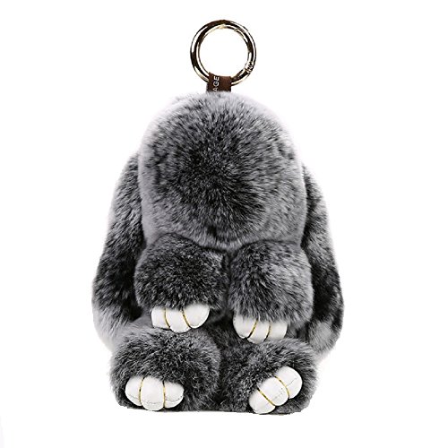 ETENOVA Bunny Keychain Soft Cute Rex Rabbit Fur Keychain Car Handbag Keyring Bag Charms Pendant