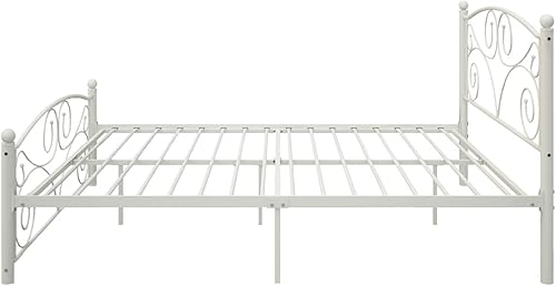 Miniatura 6 de Marco de cama de plataforma de tamaño matrimonial con cabecero y estribo, listones de metal resistentes, espacio de almacenamiento adicional debajo