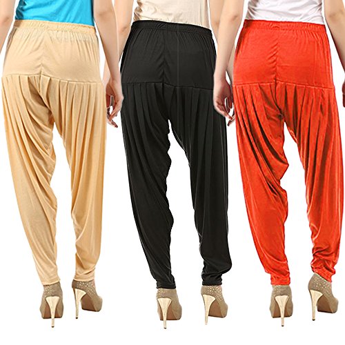 Image of Buy That Trendz Patiala Pants for Women 3 Combo Womens Viscose Relaxed Pants Pack of 3