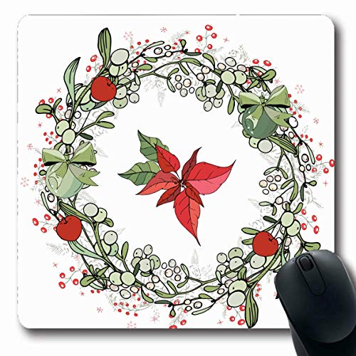 Preisvergleich Produktbild Jamron Mousepad OblongFestive Hübscher Rahmen Tannenkranz Feiern Sie Weihnachtsdekoration Runde Geschenk Girlande Natur Feiertage Rutschfeste Gummimaus Pad Büro Computer Laptop Spiele Matte