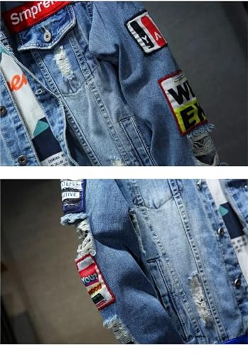Generic Men Hip Hop Streetwear Punk Motorcycle Ripped Print Cowboy Outwear Denim Jacket Jeans Coat3