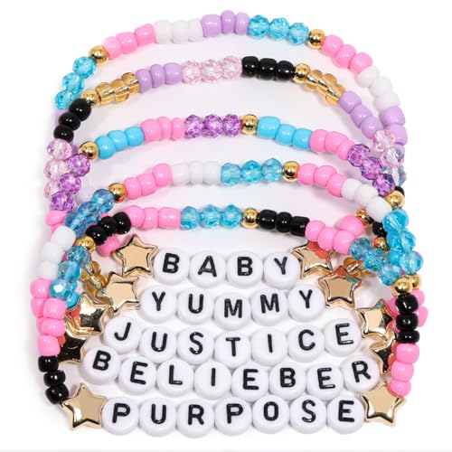 AICase for Justin Merch Bieber Gifts Inspired Bracelets 5 Pcs Stackable Stretch Beaded Friendship...