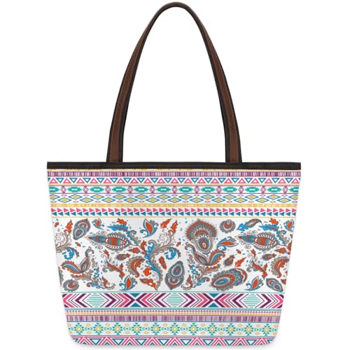 Colorful Rhombus Triangle Pattern Tote Bag Multi Pocket Zippered Beach Bag Lightweight Waterproof Handbag for Women Men Work Gym Travel Swimming Yoga Grocery Shopping M