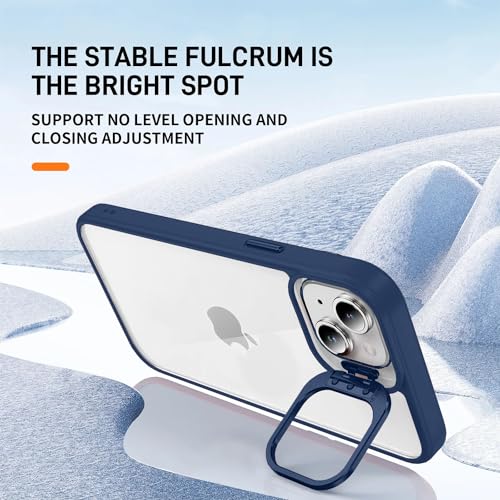 Image of Vaku Luxos Thermoplastic Polyurethane Lens Flip Back Cover For iPhone 15 Plus Stand Holder Back Case With Lens Guard Scratch Resistant Slim Thin Military-Grade Protection-Blue