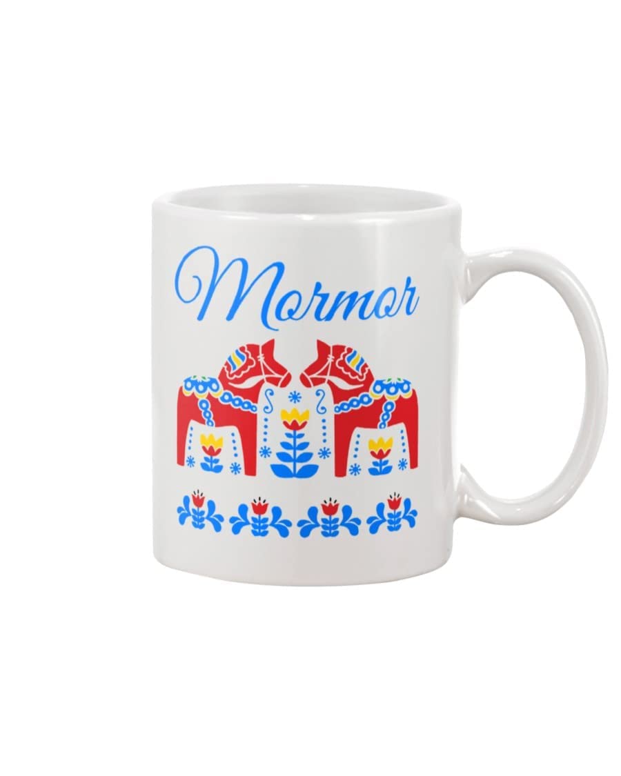 Sovanna Mormor Swedish Grandma Dala Horse 11 Oz 15 Oz Coffee Mug Mom Mug Horse Coffee Cup Gifts for Mother from Kids Accent Mug