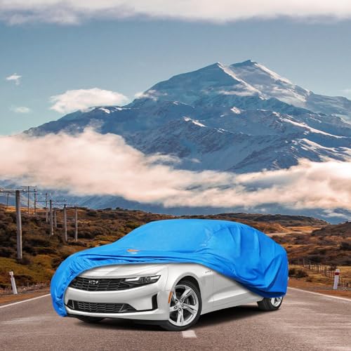 Image of Kayme Heavy Duty Car Cover Waterproof All Weather, Outdoor Full Cover Snowproof UV Protection, Universal Fit for Ford Mustang, Chevrolet Camaro /Beretta /Chevelle, Cadillac ELR Etc（186-193 inch