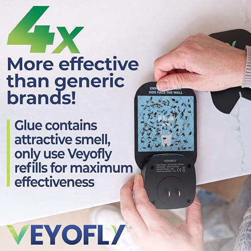 Image of VEYOFLY Fruit Fly Traps Indoor Plug-in UV, Gnat Trap, 2 Device + 6 Refills