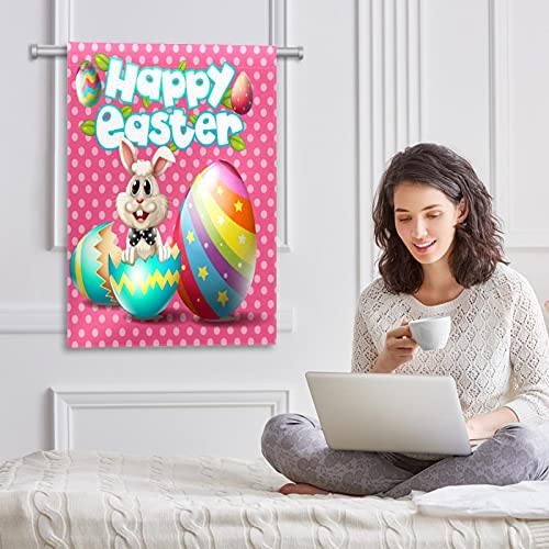 Drapeau de jardin Happy Easter rose 30x45 cm double face - 6