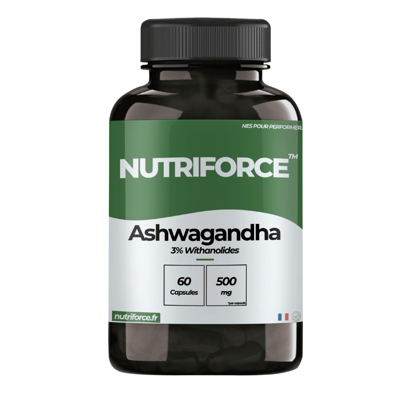 Ashwagandha 1000mg Kapseln – Withania somnifera – Traditionelle ayurvedische Pflanze – 100% Vegan – HACCP – 60 Vegane Kapseln – 2 Monate Kur – Frankreich