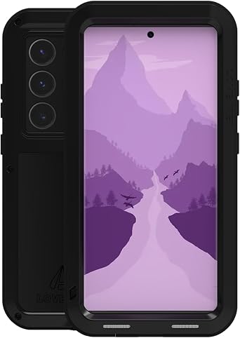LOVE MEI Compatible with Samsung Galaxy S24 Ultra Case,Without Tempered Glass Outdoor Sports Military Heavy Duty Shockproof Hybrid Aluminum Metal+Silicone Case Hard Cover Black