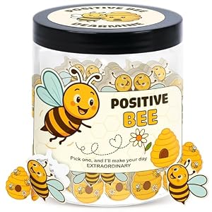DEARMINE Positive Bee Cards Jar, Affirmation Cards for Women, Emotional Support Bee Themed Gift, Bumble Bee Gifts for Women Bee Lovers