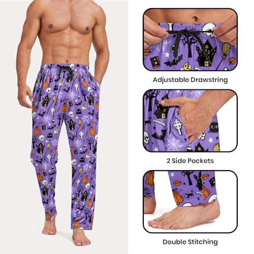 Mens Pajama Pants Lightweight Loungewear Comfy Jogger sleepwear Long Pj Bottoms with Pockets4
