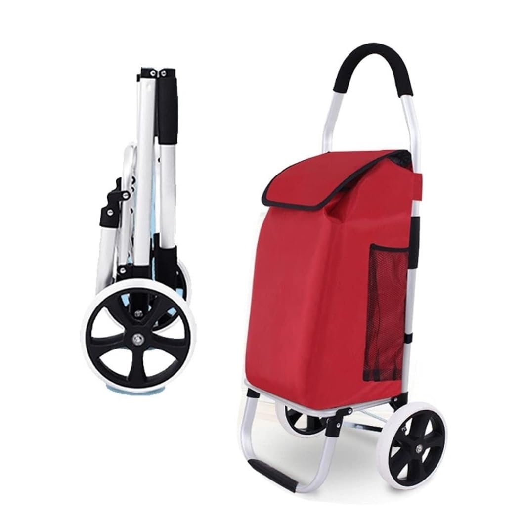 shopping trolleys. 2 Large Wheels Shopping Trolley Removable 40L Folding with Detachable Bag Outdoors Carrying Shopping(Red)