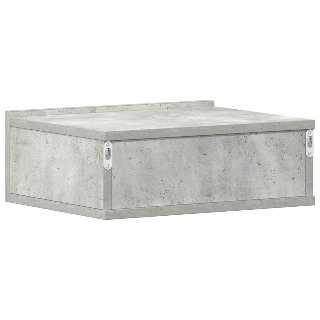 2 comodini sospesi, grigio cemento, 40 x 30 x 15 cm, materiale in legno, comodini da parete sospesi, per camera da letto, pratico tavolino
