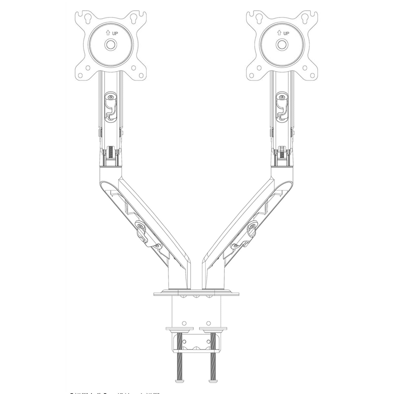 Supporto da scrivania per monitor Supporto for monitor doppio - Supporto da scrivania for monitor con braccio doppio con molla a gas regolabile in altezza, adatto a due schermi da 13~27", ciascun brac