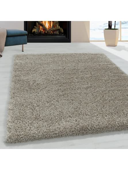 Puresimo Wohnzimmerteppich Hochflor Shaggy Teppich Schlafzimmer Flor Super Soft Natur - Größe...