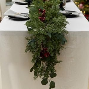 6.3FT Christmas 108 Branch Tips Artificial Cedar Garland, Anna's Whimsy Artificial Pine Cypress Greenery Garland, Christmas Decorations Indoor Outdoor Christmas Decor Winter Garland 63FT Christmas 108 Branch Tips Artificial Cedar Garland Annas Whimsy Artificial Pine Cypress Greenery Garland Christmas Decorations Indoor Outdoor Christmas Decor Winter Garland