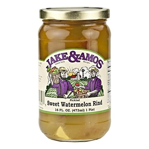 Jake & Amos Pickled Sweet Watermelon Rind, 16 Oz. Jar (Pack of 2) Cover