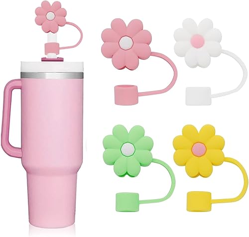 Stanley Cup - 4 fundas para popotes Stanley, accesorios para popotes de silicona de 0.394 in/0.39 pulgadas, tapas reutilizables para popotes Stanley