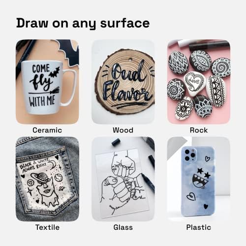ARTISTRO Black Paint Pens for Rock Painting, Stone, Ceramic, Glass, Wood, Tire, Fabric, Metal, Canvas. Set of 12 Water Based Black Markers for Acrylic Painting Medium Point Tip