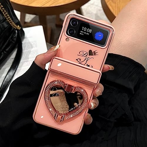 Coque Samsung Galaxy Z Flip 3 avec miroir et support antichoc rose