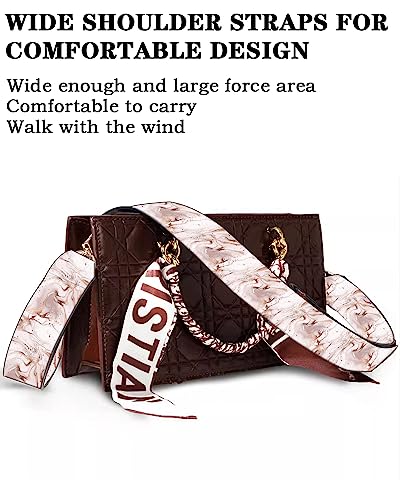 Image of Purse Straps Rose Gold Buckles Wide Shoulder Strap,Fashion Adjustable Replacement Belt for Crossbody Canvas Bag Handbag(Rose Gold Marble)