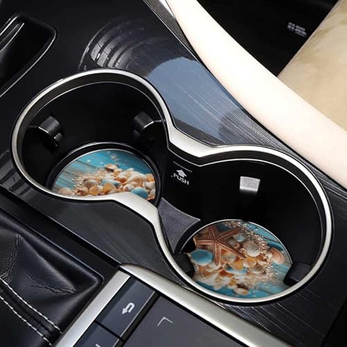 Portavasos para autos con diseño de conchas y estrellas de mar, 2 pzas miniatura 7