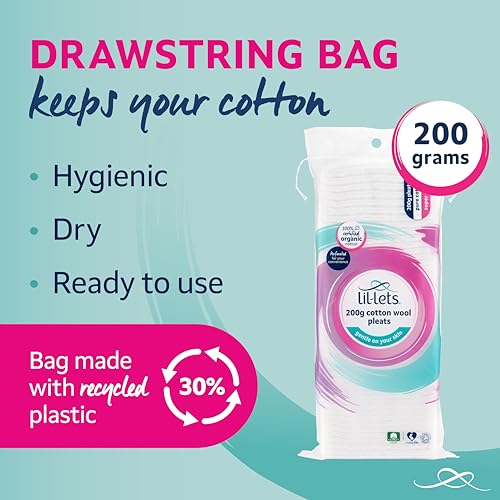 Lil-Lets Cotton Wool Pleats, 200g, Certified Organic, 100% Pure Cotton Wool, Soft and Absorbent, Gentle on Skin, Dermatologically Tested - Image 6