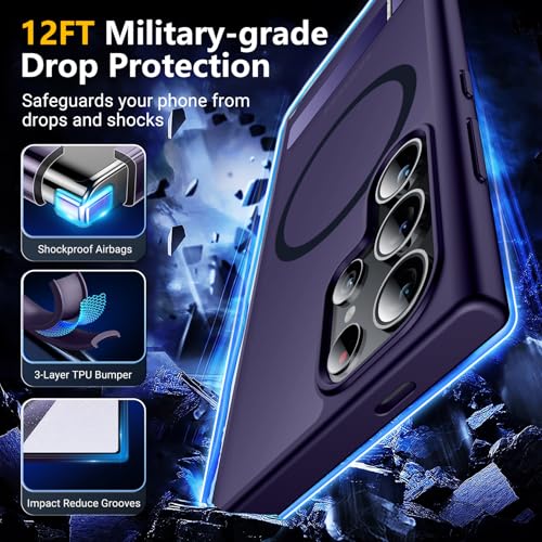 Image of SPIDERCASE Magnetic for Samsung Galaxy S24 Ultra Case, [3 Stand Ways][ Military Grade Drop Protection] with Invisible Stand Shockproof Slim Case for Samsung S24 Ultra 6.8 inch,Purple