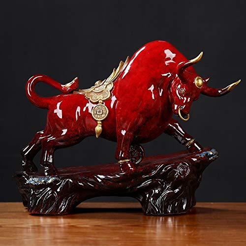 Amazon.co.jp: ICOBES 彫刻像の雄大で力強い大角牛の陶磁器彫刻の精巧