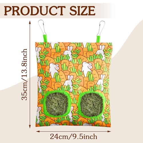 UPINS 3 Hay Bag for Rabbits 2-Hole Hanging Hay Feeder Guinea Pig Hay Bags, Hay Feeder for Rabbits Chinchillas Hamsters Small Pets and Animals(Light Color) - Image 2
