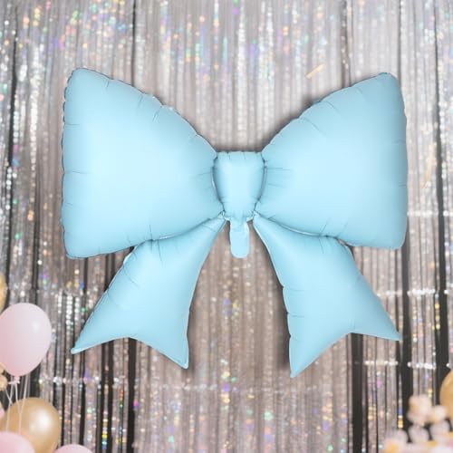 Image of 4Pcs Giant Bow Balloons, 97.5cm /38in Big Elegant Coquette Theme Balloons for Birthday Wedding Engagement & Party Large Decorations Bridal & Bachelorette Supplies (Blue)