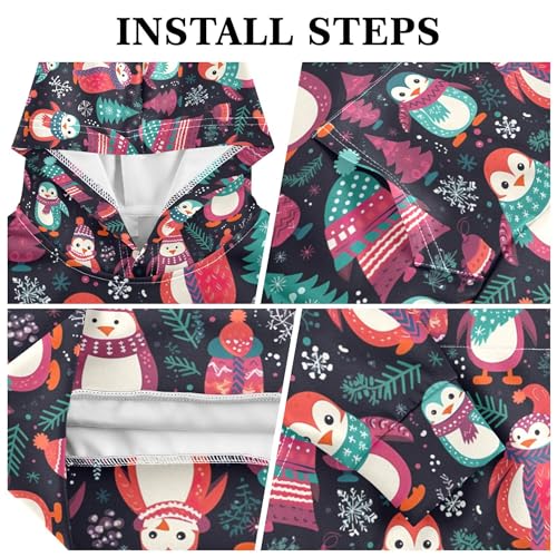 Kids Hoodies Sweaters Christmas Xmas Penguin Hooded Sweatshirts with Big Pockets for Boys Girls B04004283