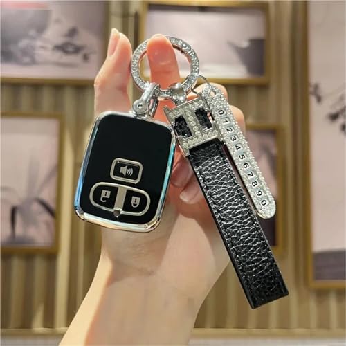 Car Key Case Remote Control Protective Cover for Temperature Amorphous Polyamide Material(Black (+H Lanyard+Number Plate))
