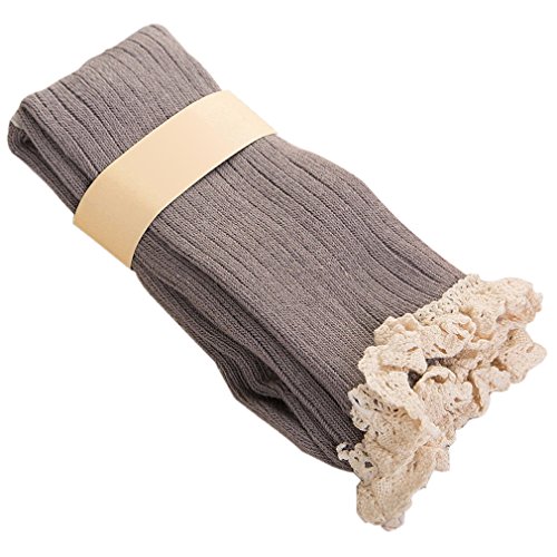 Image of Linkshare Women's Crochet Lace Trim Long Socks