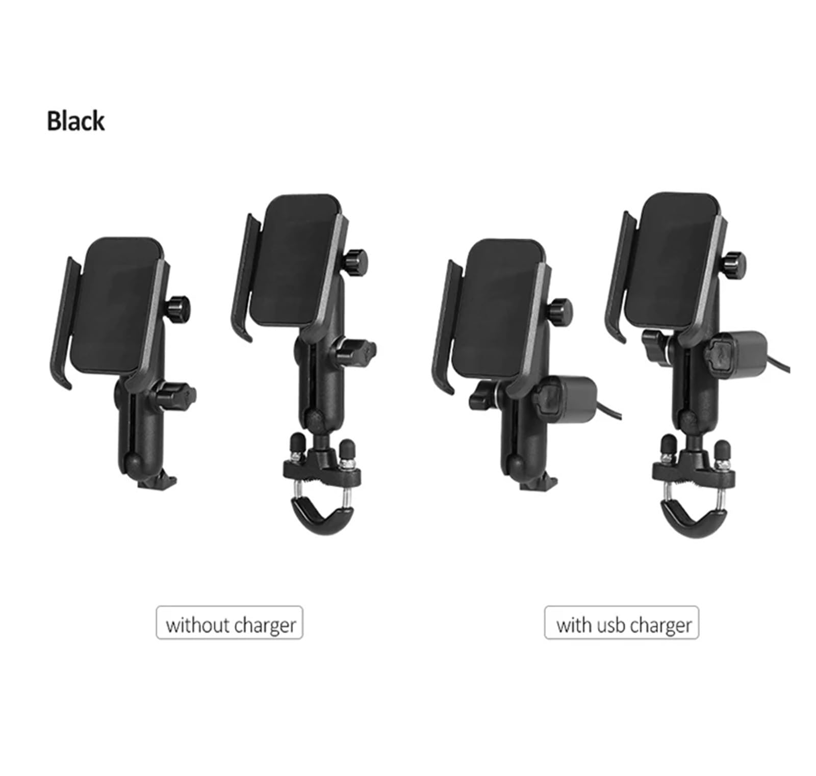 Porte Smartphon Velo Support De Téléphone Portable pour Guidon De Moto en Aluminium 12-24 V avec Chargeur USB Support De Rétroviseur pour Téléphone Portable Support Telephone Velo(Handleba No Charge)
